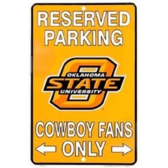 Oklahoma State Cowboys NCAA Fans Only Reserved Parking Tin Sign 8” x 12” - Picture 3 of 3